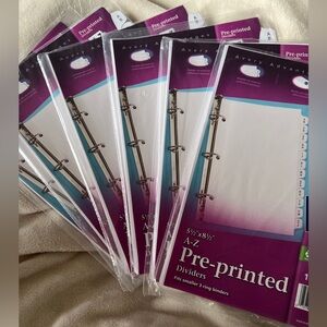 Avery 5.5" x 8.5" Mini White A-Z Tab Pre-printed Tab Dividers Lot Of 6